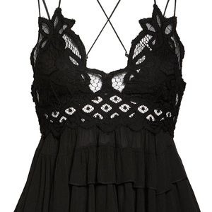 ❌SOLD❌ Free People Adella Lace Ruffle Camisole Black Size XS NWT